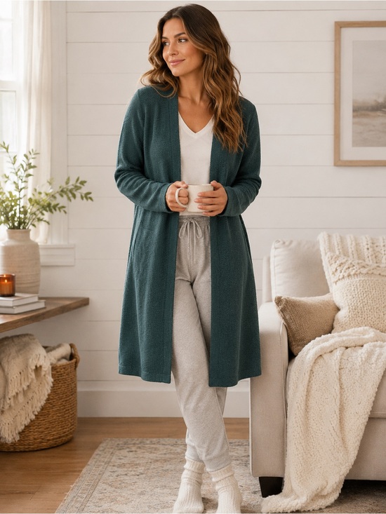 Northern Reflections Sweaters - Northern Reflections Open Front Knit Cardigan | Teal Green | Size L